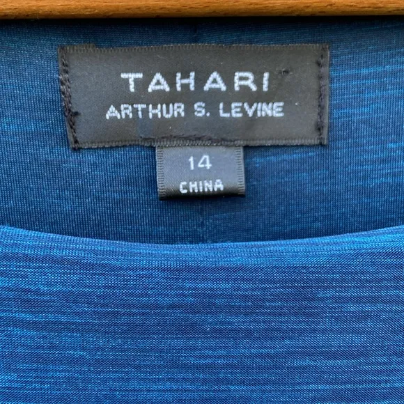 NWT Tahari Aaron Dress Teal Tiered Midi Dress Women's Size 14