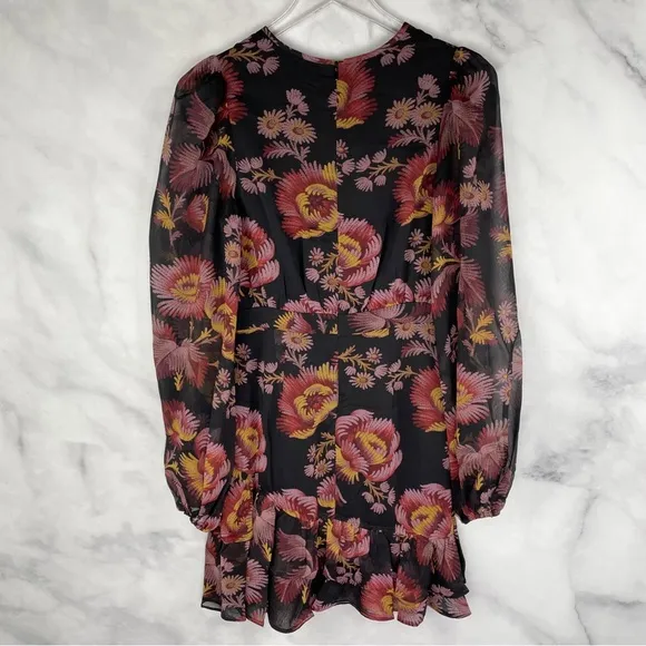 NWT Ted Baker Piara Vintage Floral Balloon Puff Long Sleeve Ruffle Hem Dress 4