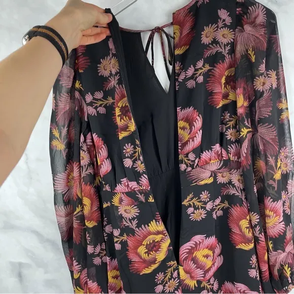 NWT Ted Baker Piara Vintage Floral Balloon Puff Long Sleeve Ruffle Hem Dress 4