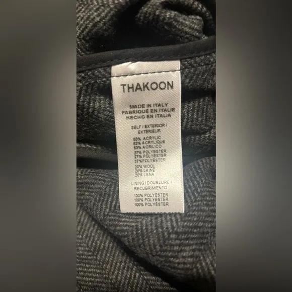 NWT THAKOON HERRINGBONE WRAP TIE JACKET SIZE SMALL IN BLACK COMBO