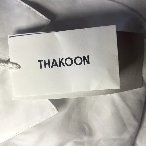 NWT Thakoon White Button-Down Tie Front Shirt Dress Spring Summer Minimalist
