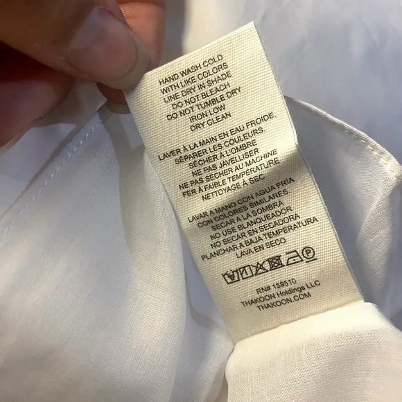 NWT Thakoon White Button-Down Tie Front Shirt Dress Spring Summer Minimalist