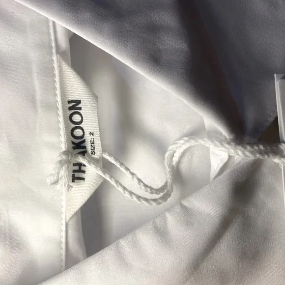 NWT Thakoon White Button-Down Tie Front Shirt Dress Spring Summer Minimalist