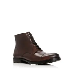NWT THE MENS STORE Mens Brown Cap Toe Block Heel Leather Boots Shoes 7 M