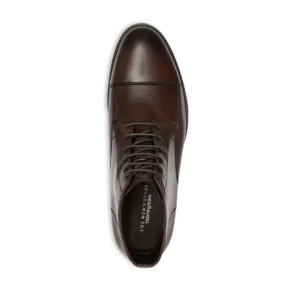 NWT THE MENS STORE Mens Brown Cap Toe Block Heel Leather Boots Shoes 7 M