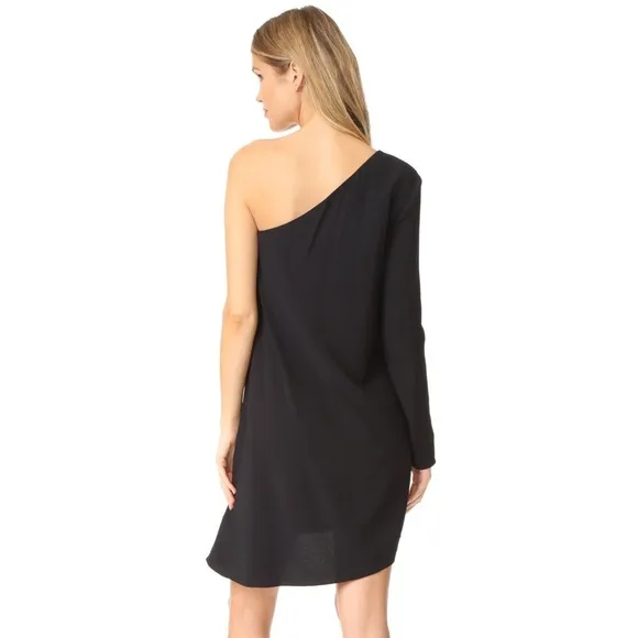 NWT!! THEORY Sintsi Rosina Crepe Black One Shoulder Dress Shift Minimalist 4