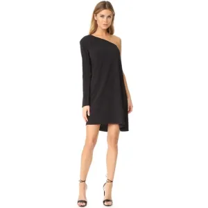 NWT!! THEORY Sintsi Rosina Crepe Black One Shoulder Dress Shift Minimalist 4