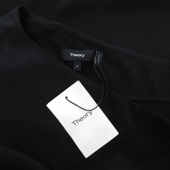 NWT!! THEORY Sintsi Rosina Crepe Black One Shoulder Dress Shift Minimalist 4