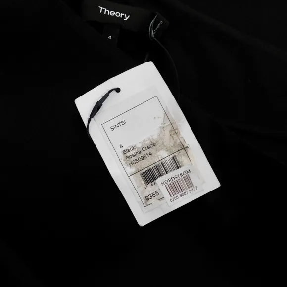 NWT!! THEORY Sintsi Rosina Crepe Black One Shoulder Dress Shift Minimalist 4