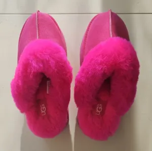 NWT Ugg Disquette pink fur slide platform slipper clogs