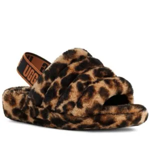 NWT UGG FLUFF YEA PANTHER PRINT SLIPPERS