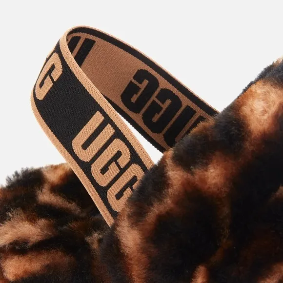 NWT UGG FLUFF YEA PANTHER PRINT SLIPPERS