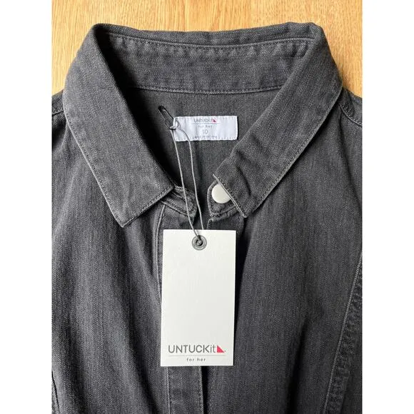 NWT UNTUCKit for her Annie Long Sleeve Denim Shirt Dress Minimalist Size 10