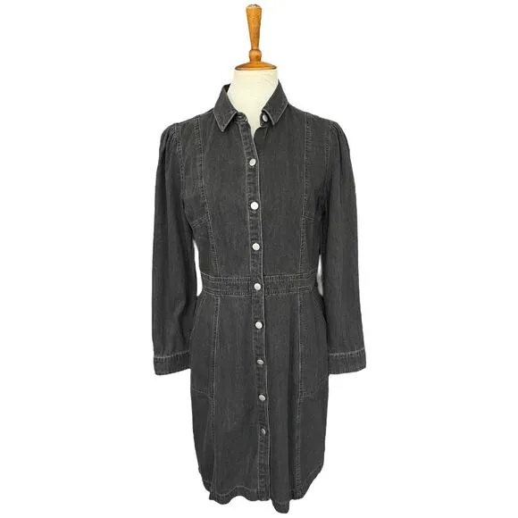 NWT UNTUCKit for her Annie Long Sleeve Denim Shirt Dress Minimalist Size 10