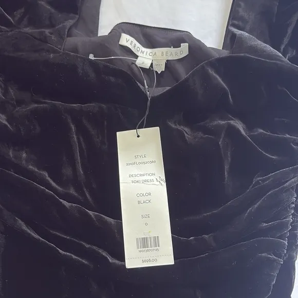 NWT Veronica Beard Womens 0 Toki Mini Dress Velvet Party Puff Sleeve Luxury