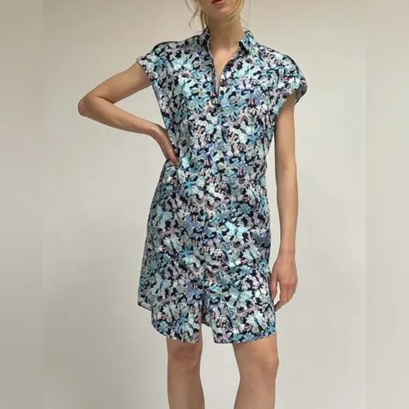 NWT Vintage Luxury Cacharel Kaleidoscope Floral Button Down Mini Dress
