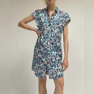 NWT Vintage Luxury Cacharel Kaleidoscope Floral Button Down Mini Dress