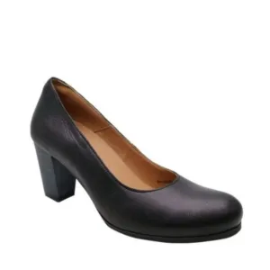 NWT Wanda Panda Blue Leather block heel comfortable Stylish court pump 36