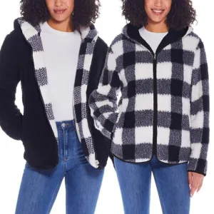 NWT Weatherproof Women's Reversible Ultra Cozy Plush Fleece Plaid Jacket