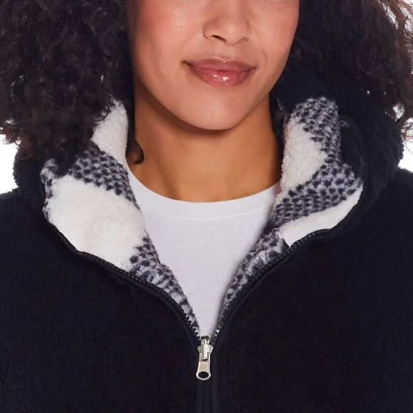 NWT Weatherproof Women's Reversible Ultra Cozy Plush Fleece Plaid Jacket