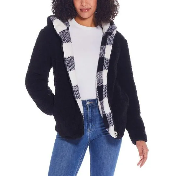 NWT Weatherproof Women's Reversible Ultra Cozy Plush Fleece Plaid Jacket