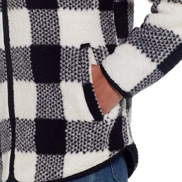 NWT Weatherproof Women's Reversible Ultra Cozy Plush Fleece Plaid Jacket