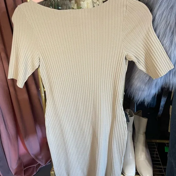 NWT Weekend Stories Neutral Bodycon/Stretch Quiet Luxury Capsule Dress