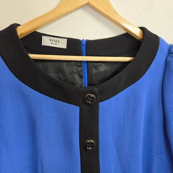 NWT Weill Lane Womens Blue Short Sleeve Shift Dress Size 14 Regency Core Classy