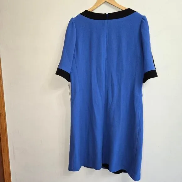 NWT Weill Lane Womens Blue Short Sleeve Shift Dress Size 14 Regency Core Classy