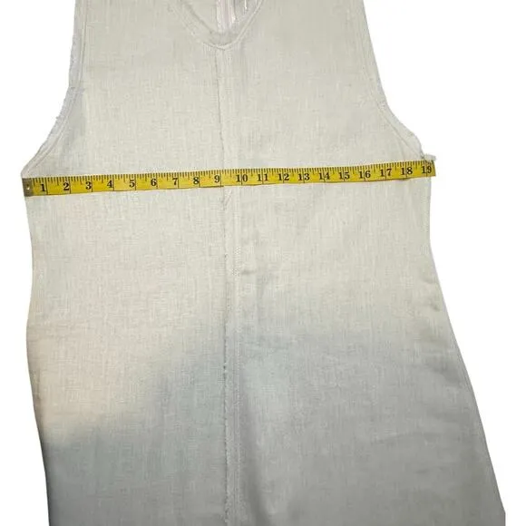 NWT ZARA 100% Linen Minimalist Sleeveless Shift Natural Vanilla  Midi Dress