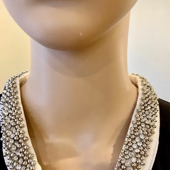 NWT Zara luxury minimalist party bejeweled collar &amp; contrast bow dress