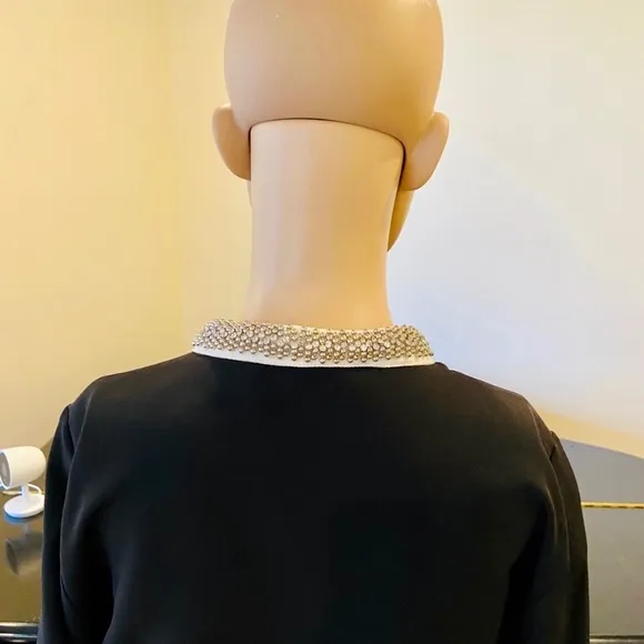 NWT Zara luxury minimalist party bejeweled collar &amp; contrast bow dress