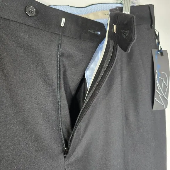 NWT Zignone Mens Black Wool Cashmere Made In Italy Pleated Dress Pants Luxury