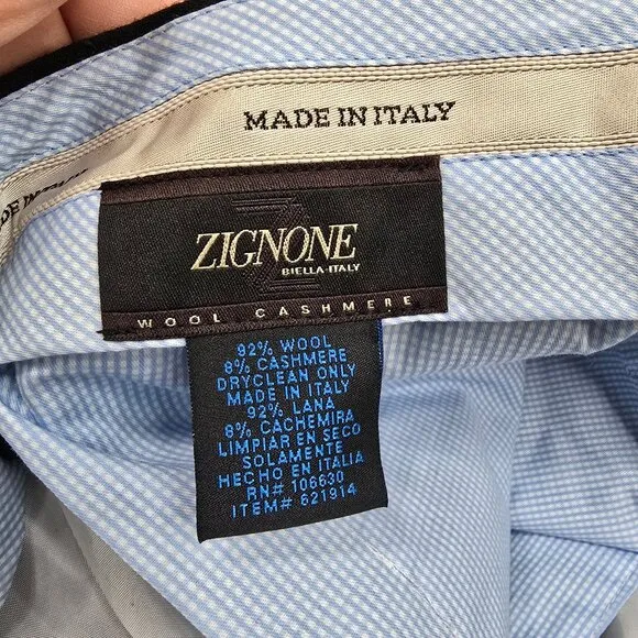 NWT Zignone Mens Black Wool Cashmere Made In Italy Pleated Dress Pants Luxury