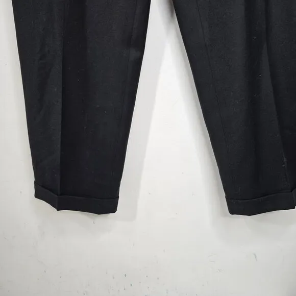 NWT Zignone Mens Black Wool Cashmere Made In Italy Pleated Dress Pants Luxury