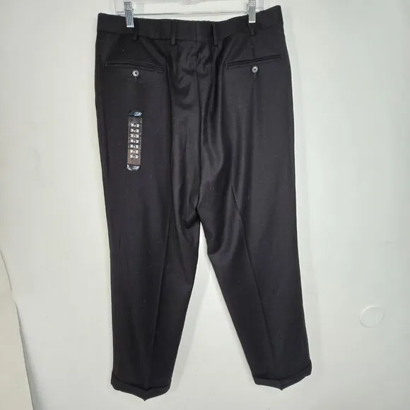 NWT Zignone Mens Black Wool Cashmere Made In Italy Pleated Dress Pants Luxury
