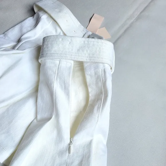 NWT$295 Cinq à Sept Janina White Belted Pleated Miniskirt Sz 12 L