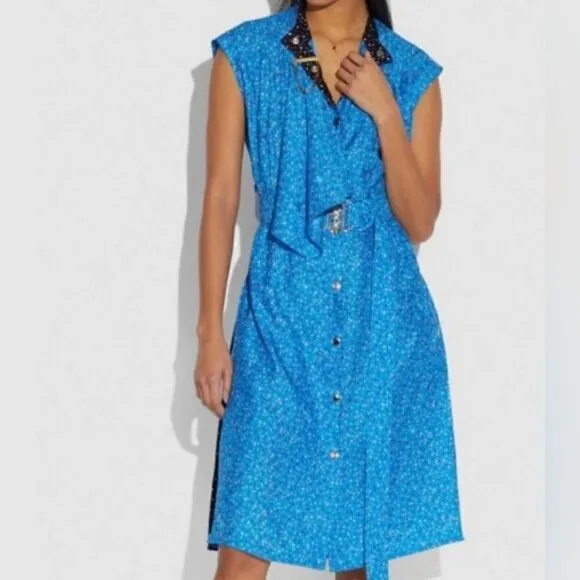 NWT COACH Dotted Sleeveless 100% silk dress Size 00