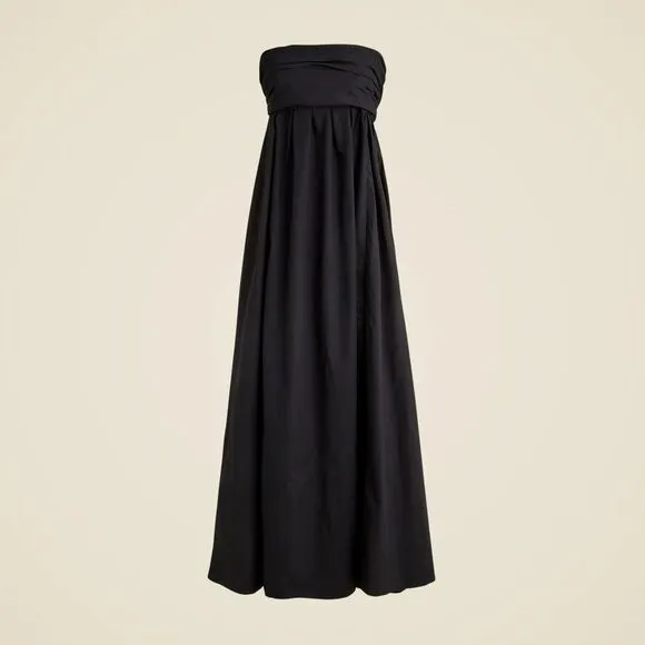 NWT J CREW Strapless bow-back maxi dress in black
