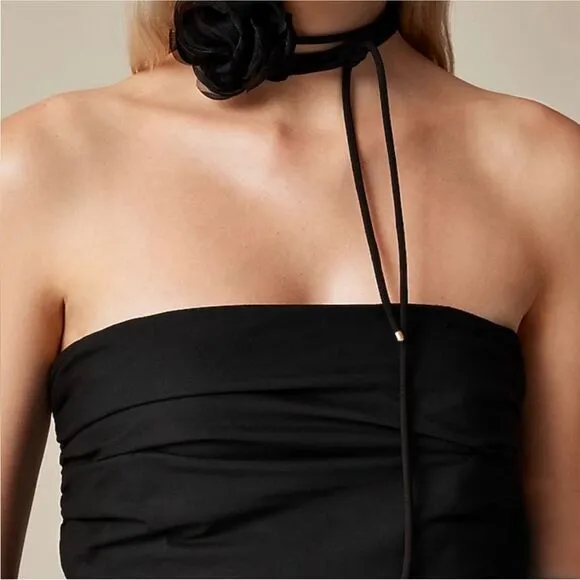 NWT J CREW Strapless bow-back maxi dress in black
