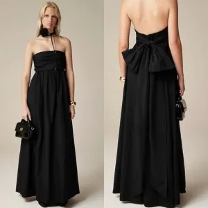 NWT J CREW Strapless bow-back maxi dress in black