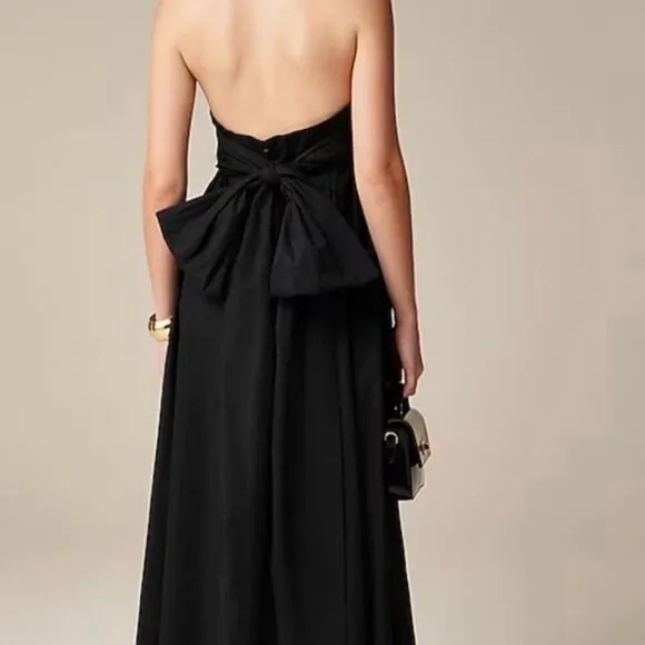 NWT J CREW Strapless bow-back maxi dress in black