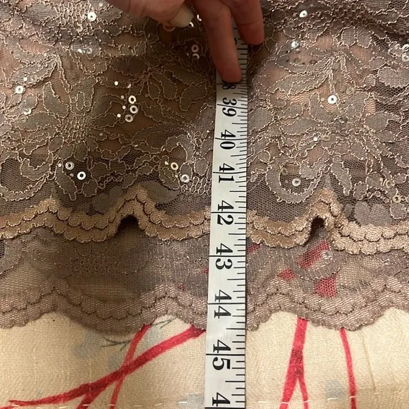 NWT,Marina Long-Sleeve Lace Sequined Dress Elegant,MOB Dress,Soft Taupe,Size 14