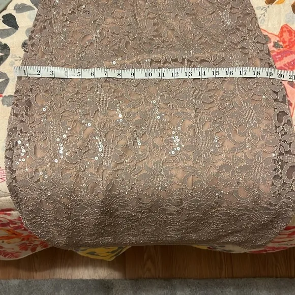 NWT,Marina Long-Sleeve Lace Sequined Dress Elegant,MOB Dress,Soft Taupe,Size 14