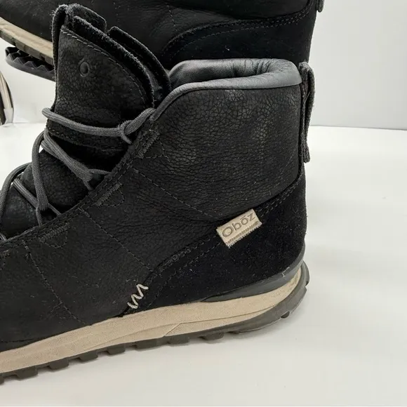 Oboz Hazel Mid Womens 8 Black Leather Ankle Boots Hiking Shoes Trail Trekking
