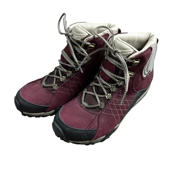 OBOZ Sapphire BDry Mid Waterproof Hiking Boots  Women's 6  Burgundy  Gorpcore