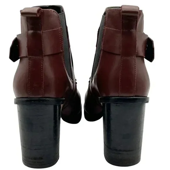 Office London Women's Size 39/*.5 Black Leather Pull On Ankle Boots Made in Spai
