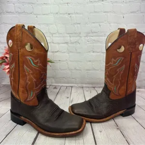 old west cowboy western boots kids youth sz 5 1819 square toe