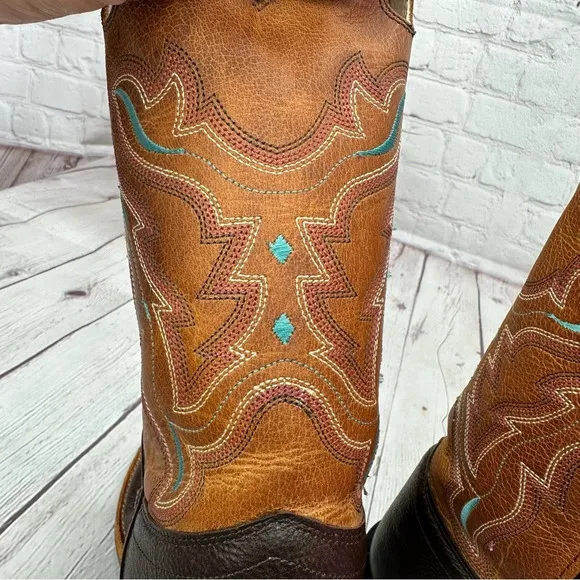 old west cowboy western boots kids youth sz 5 1819 square toe