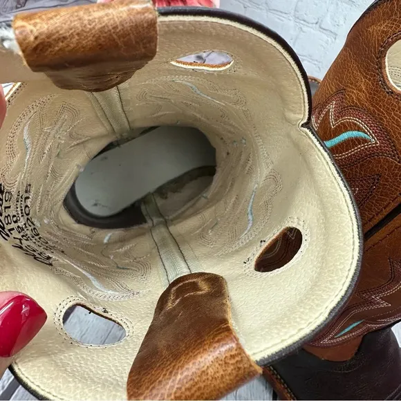 old west cowboy western boots kids youth sz 5 1819 square toe